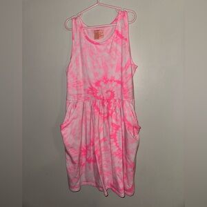 NWOT, Cat & Jack, pink and white tie dye dress, size large 10/12